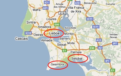 Kaartje-4.jpeg - We wilden nog een dag zwemmen, dus langs Lissabon geschoten. Een appartement gehuurd tussen Setúbal en Sesimbra.